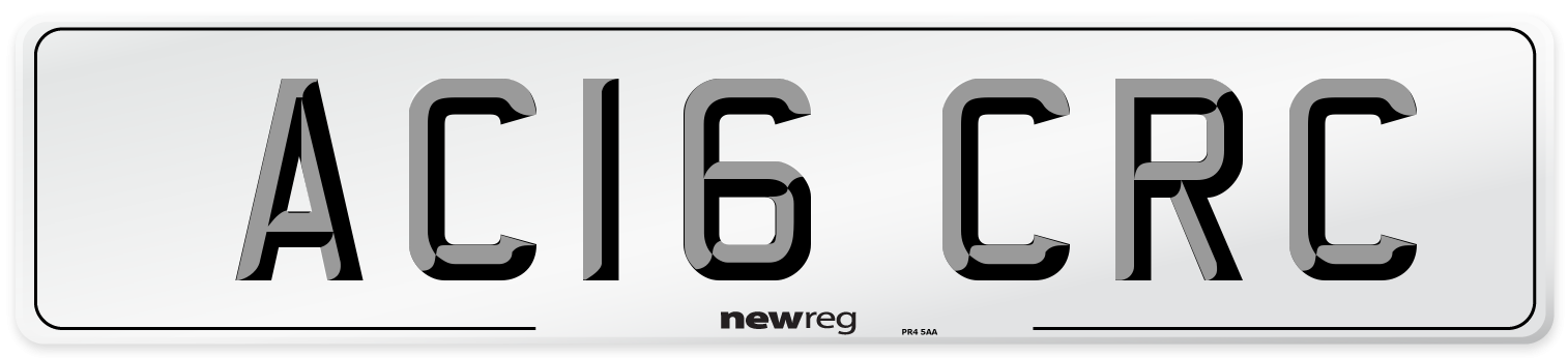 AC16 CRC Number Plate from New Reg